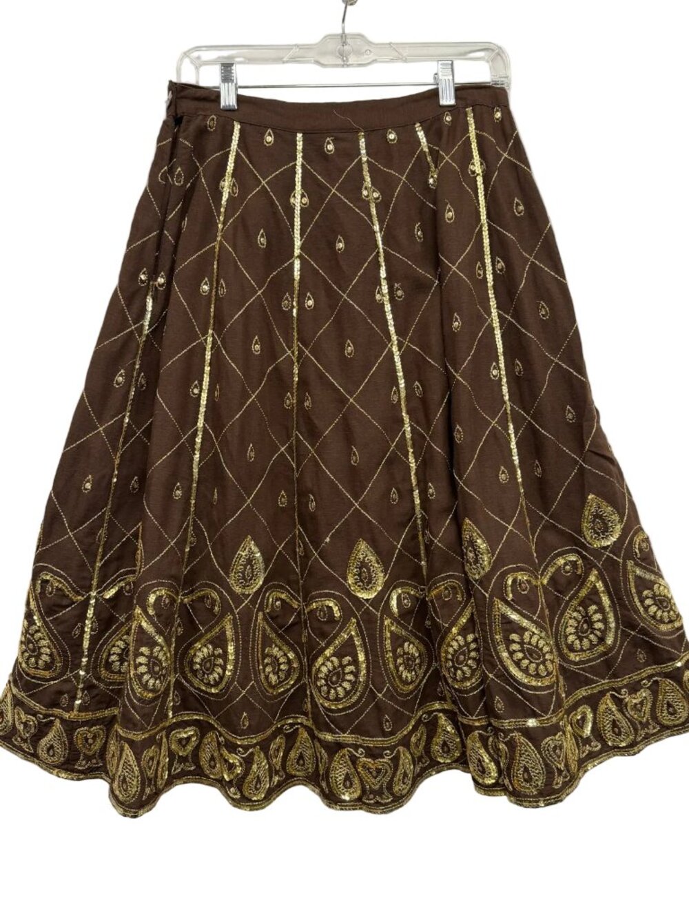 WD NY Brown and gold steampunk sequin skirt